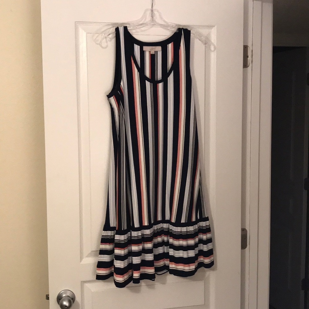 LOFT striped ruffle dress